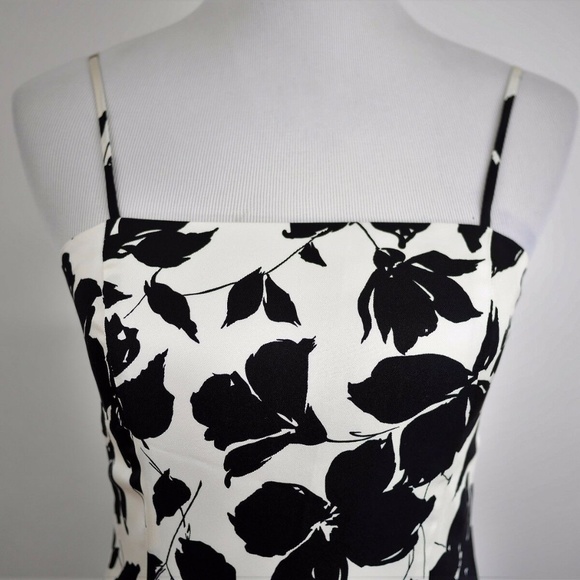 ANN TAYLOR Black & beige floral silk dress NEW - Picture 6 of 8